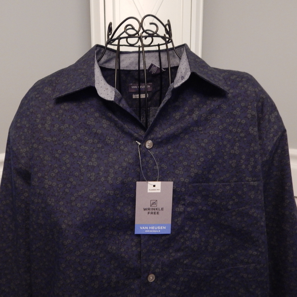 Men's Blue Floral Button Down Shirt